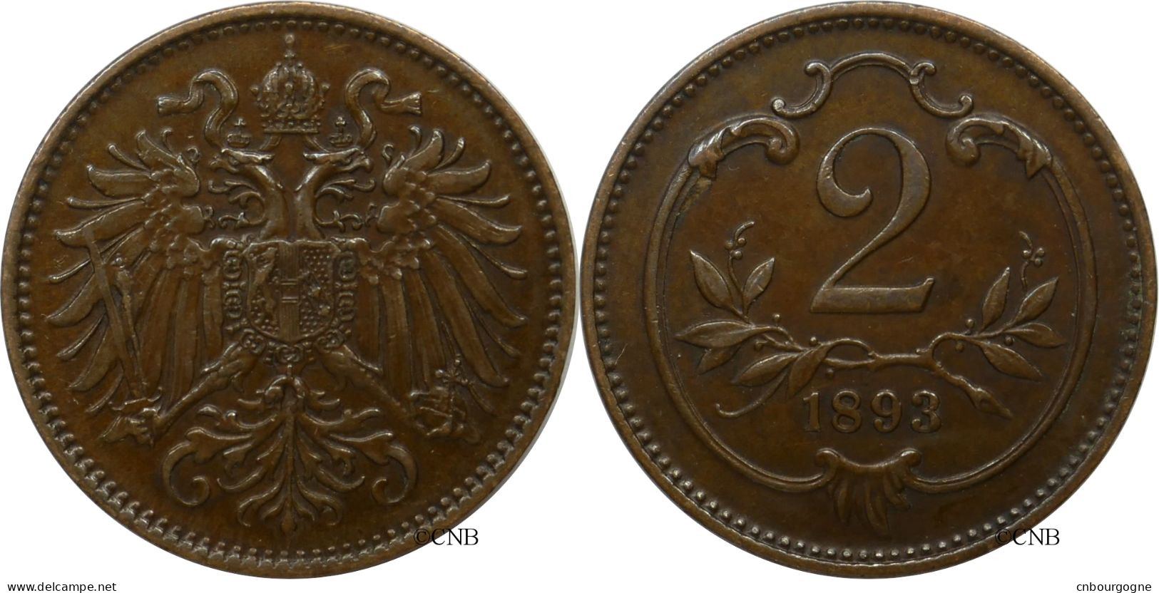 Autriche - Empire - François-Joseph Ier - 2 Heller 1893 - TTB+/AU50 - Mon5187 - Autriche