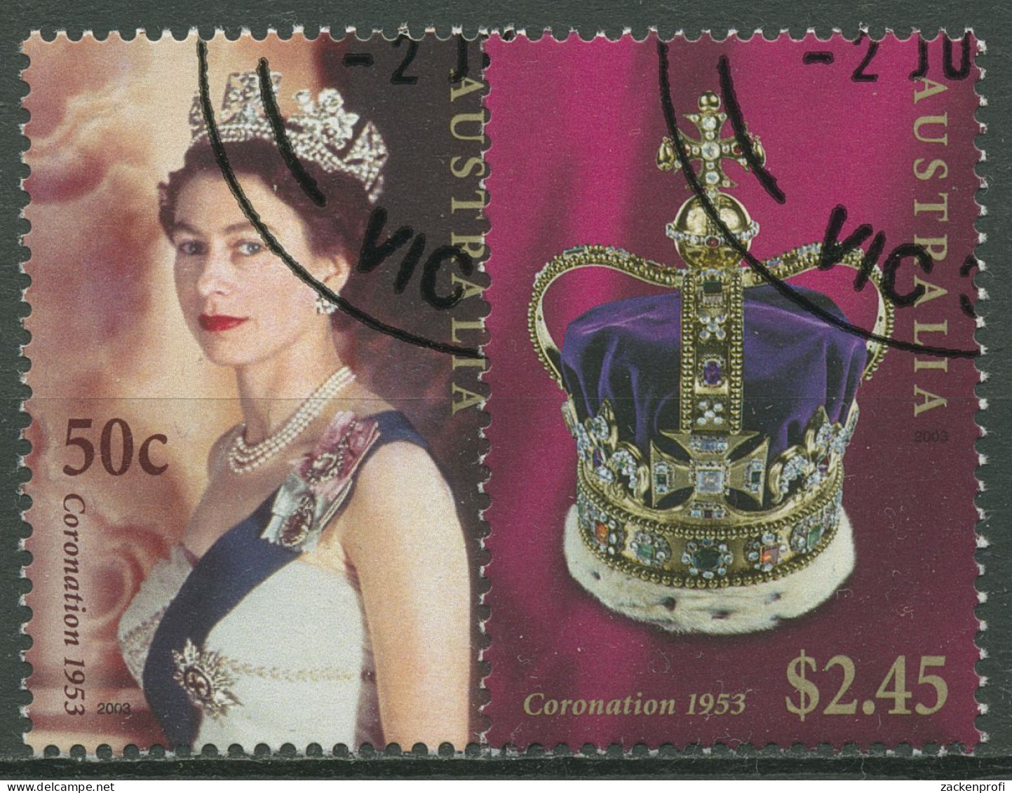 Australien 2003 50. Jahrestag Krönung V. Königin Elisabeth II. 2228/29 Gestemp. - Gebraucht