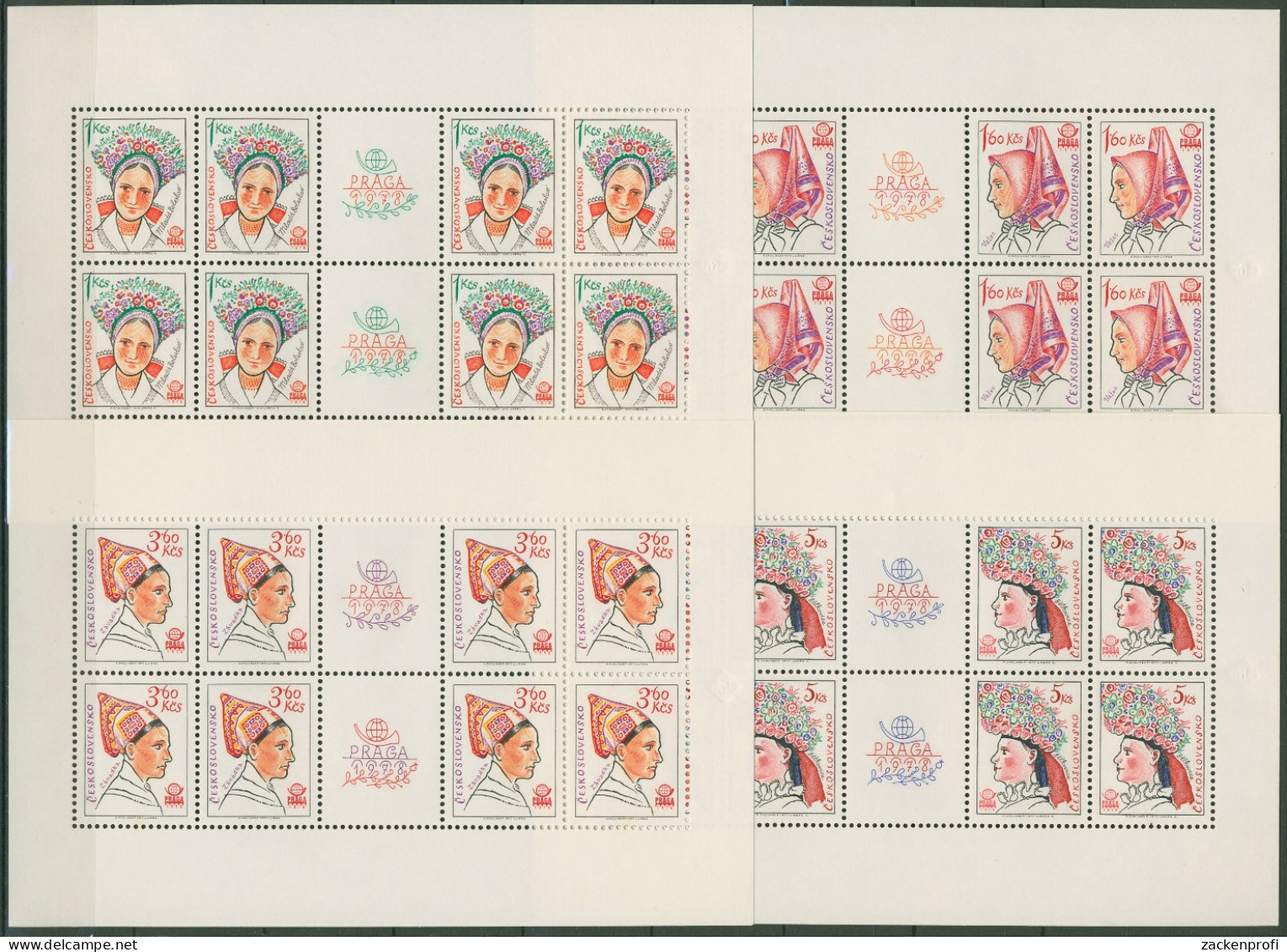 Tschechoslowakei 1977 PRAGA Trachten 2387/90 K II Postfrisch (C91889) - Blocks & Sheetlets