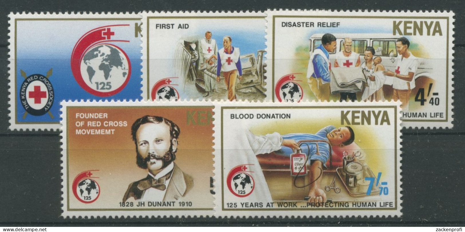 Kenia 1989 125 Jahre Internationales Rotes Kreuz 476/80 Postfrisch - Kenia (1963-...)