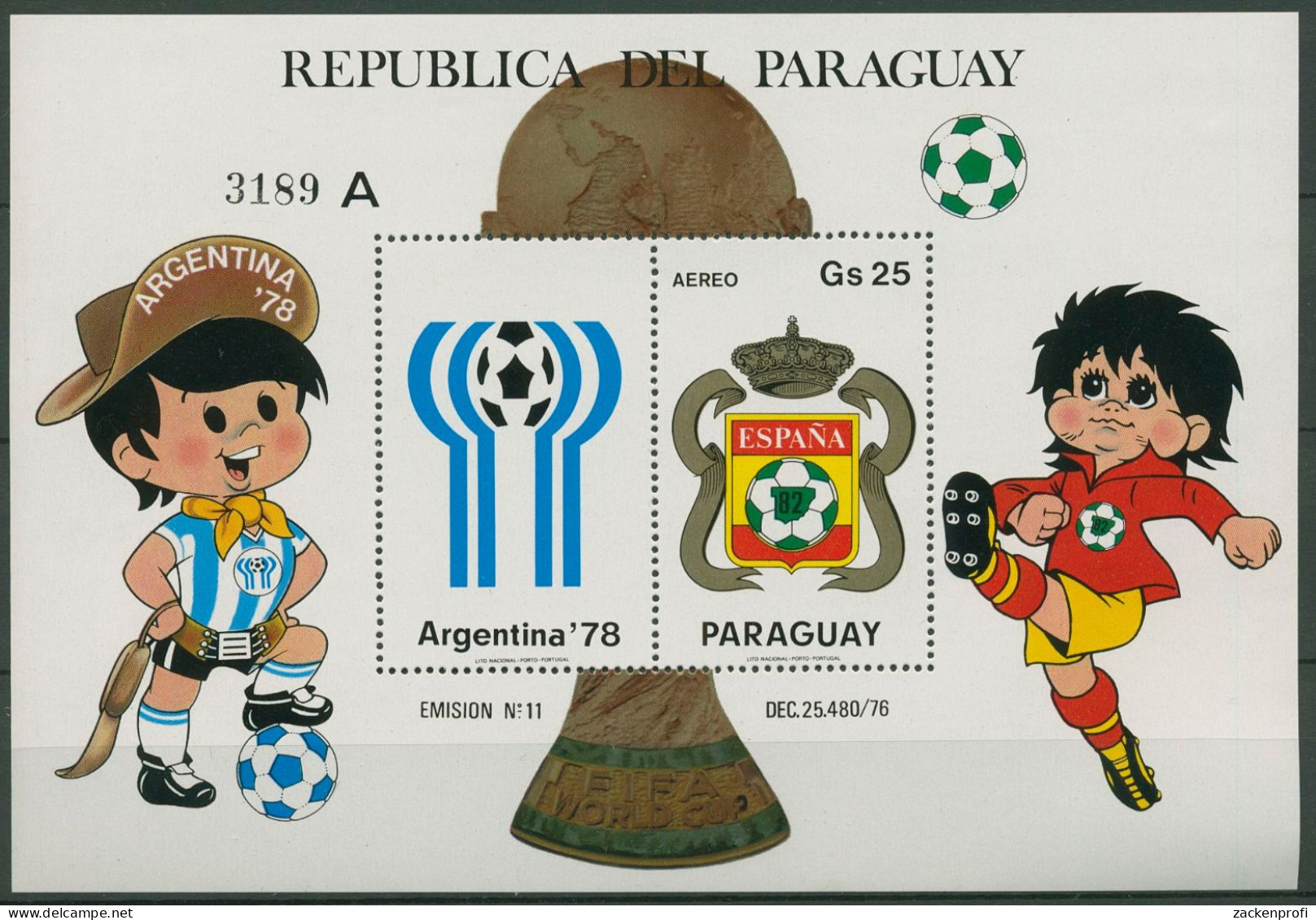 Paraguay 1979 Fußball-WM Spanien Block 347 Postfrisch (C22663) - Paraguay