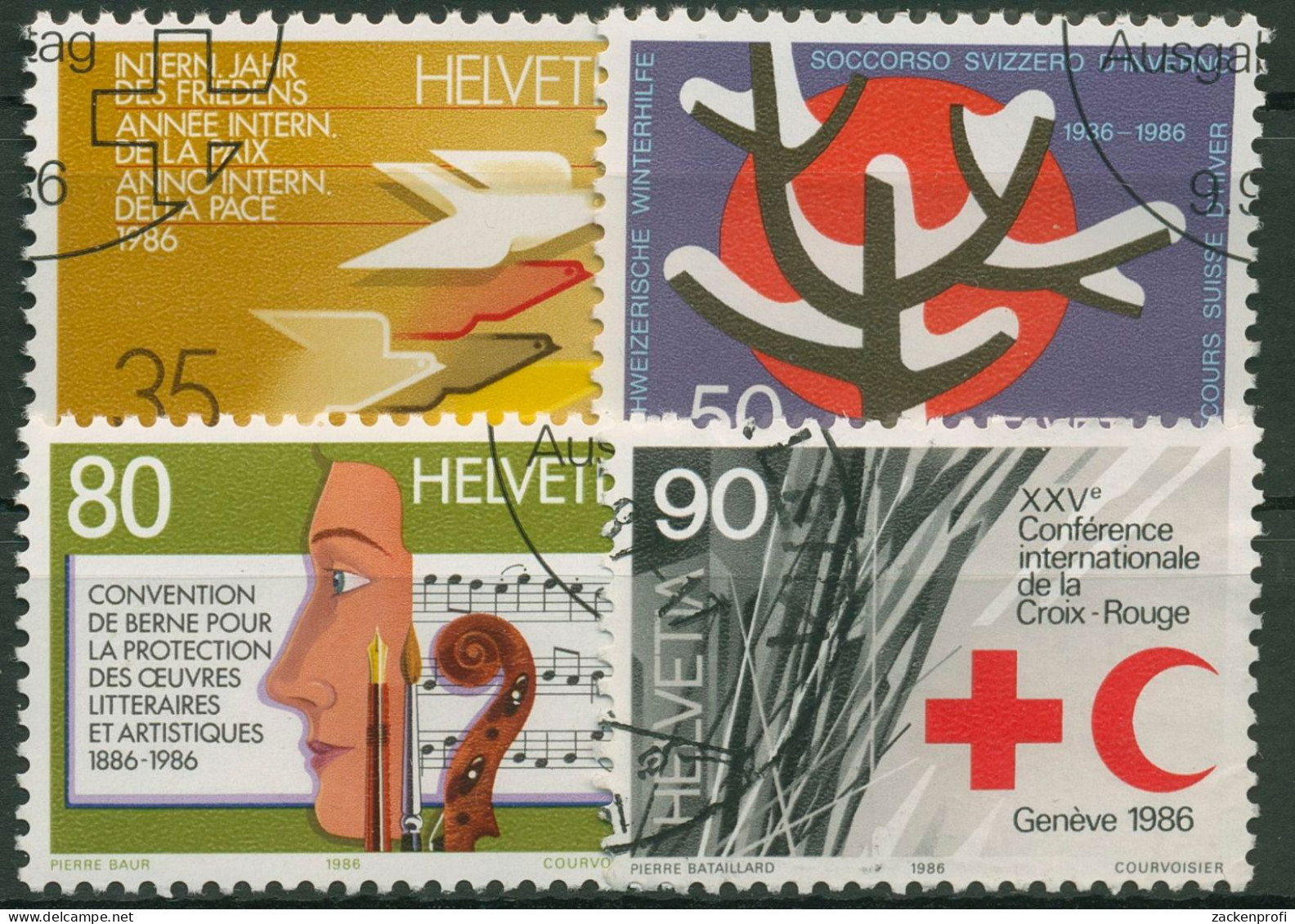 Schweiz 1986 Ereignisse Frieden Winterhilfe Kunst Rotes Kreuz 1327/30 Gestempelt - Used Stamps