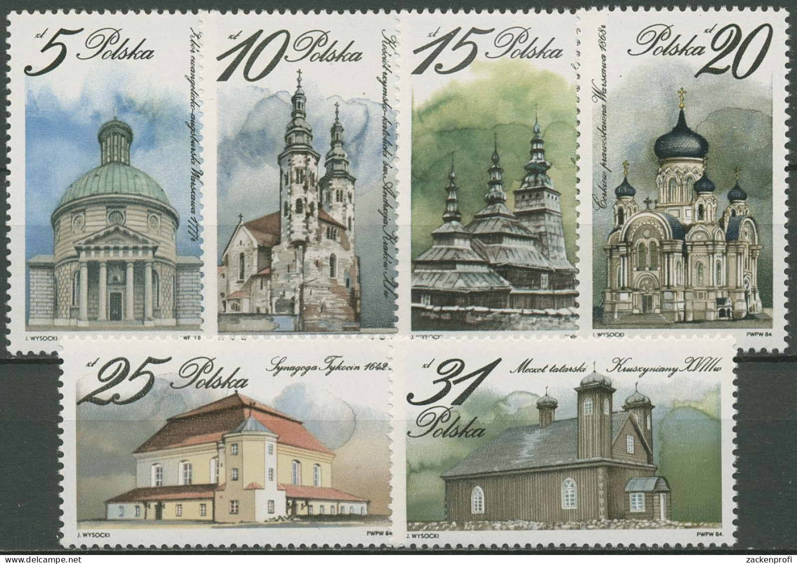 Polen 1984 Kirchen Gotteshäuser 2954/59 Postfrisch - Neufs