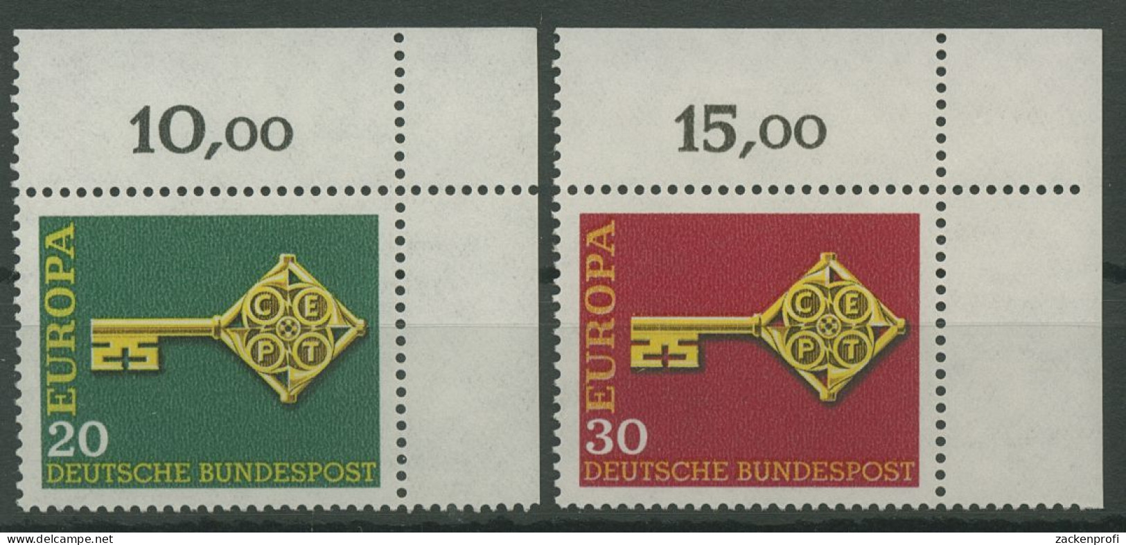 Bund 1968 Europa CEPT 559/60 Ecke 2 Oben Rechts Postfrisch (E841) - Ongebruikt