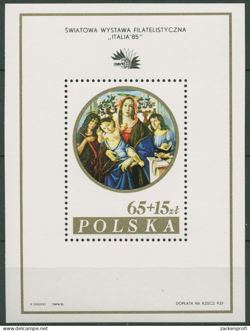 Polen 1985 ITALIA'85 Rom Gemälde Block 96 I. Postfrisch (C93336) - Blocs & Hojas