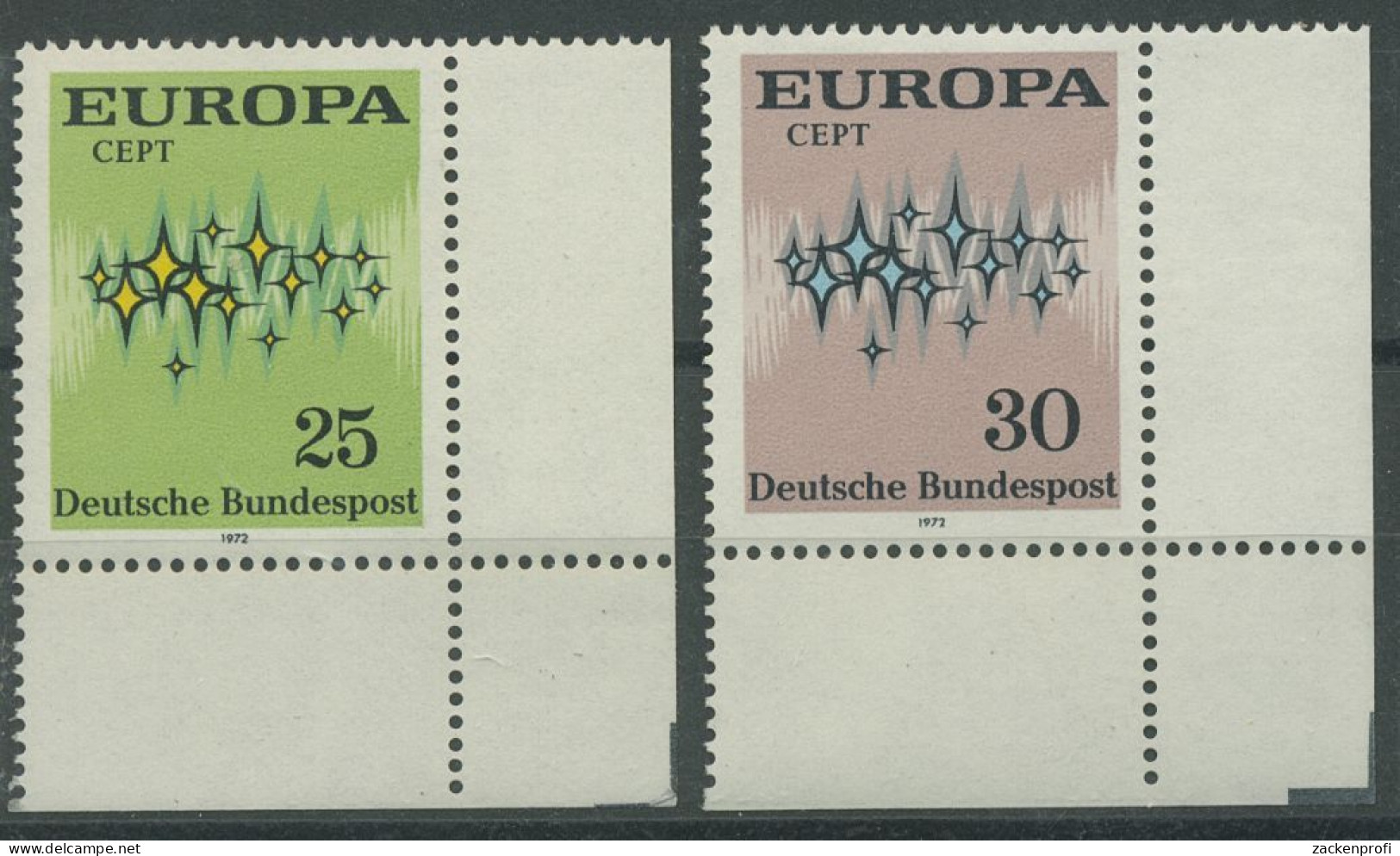 Bund 1972 Europa CEPT 716/17 Ecke 4 Unten Rechts Postfrisch (E281) - Ungebraucht