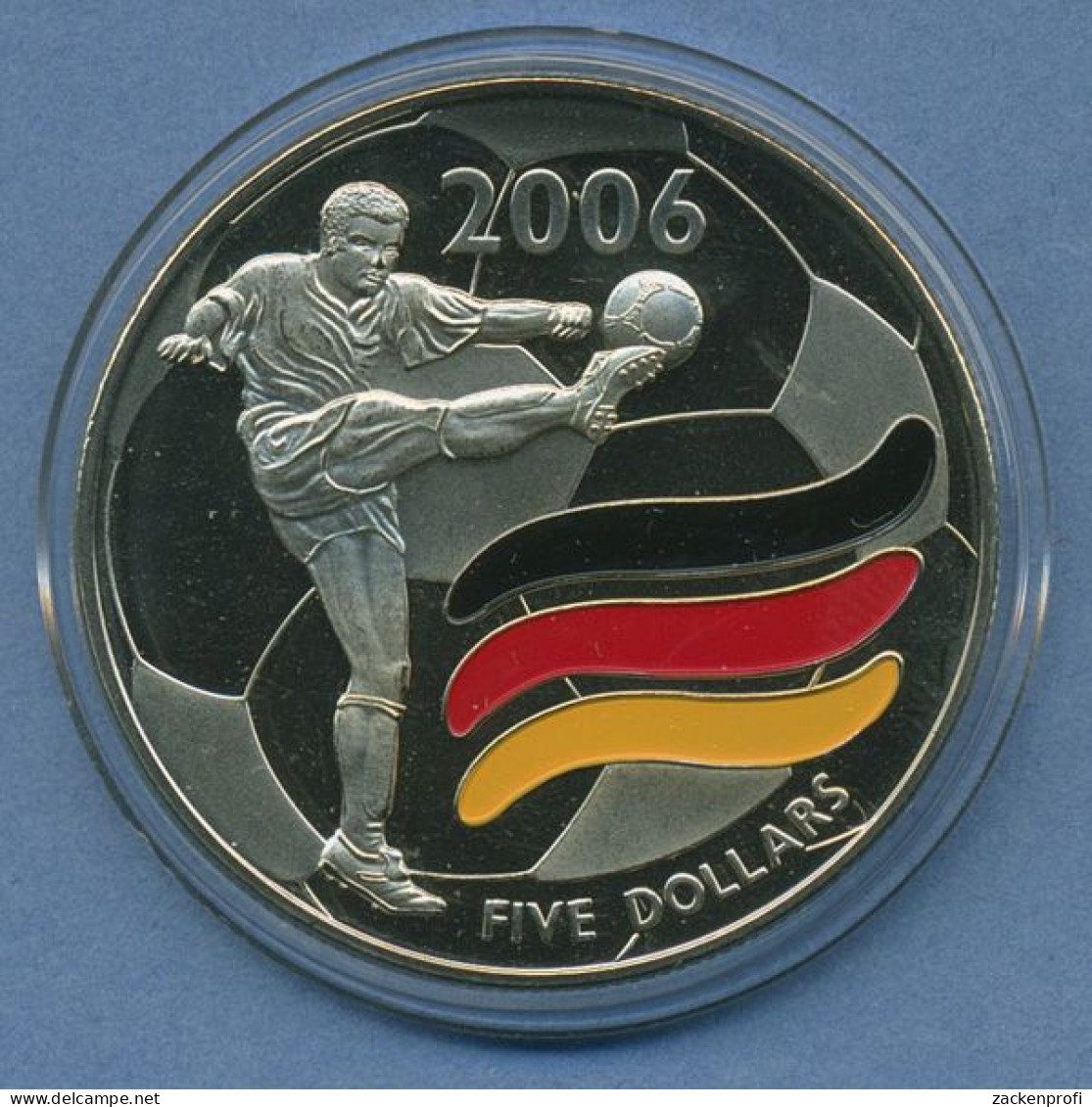 Liberia 5 Dollar 2003 Fußball-WM 2006 Deutschland Vz/st In Kapsel (m4587) - Liberia