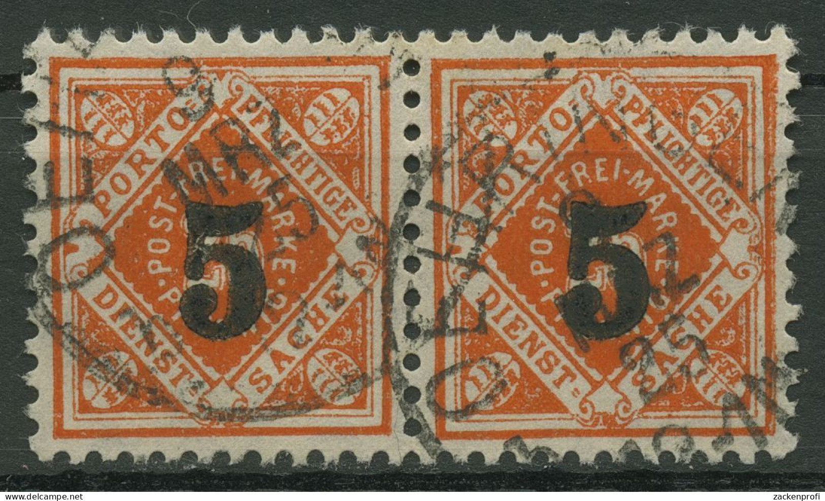 Württemberg Dienstmarken 1923 Mit Aufdruck 185 Waag. Paar Gestempelt - Afgestempeld