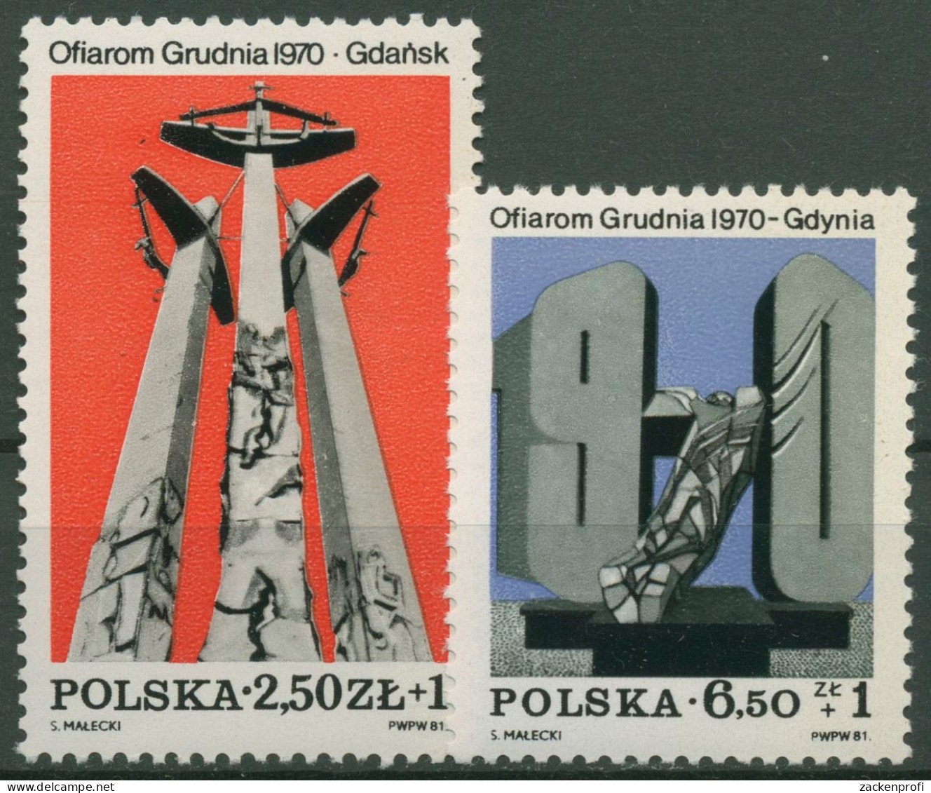 Polen 1981 Arbeiterstreik 1970 Denkmal 2782/83 Postfrisch - Ongebruikt