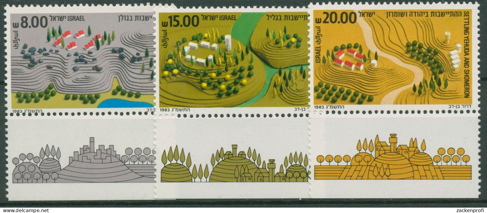 Israel 1983 Siedlungsbau 922/24 Mit Tab Postfrisch - Unused Stamps (with Tabs)