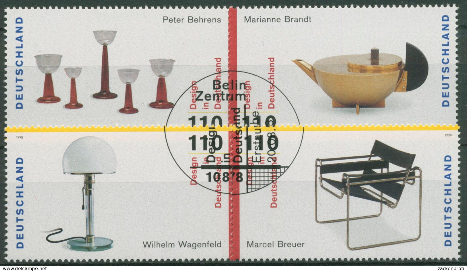 Bund 1998 Design Aus Deutschland 2001/04 Gestempelt, Blockeinzelmarken - Gebruikt