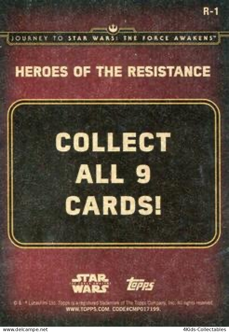 2015 Topps STAR WARS Journey To The Force Awakens "Heroes Of The Resistance" R-1 Rey - Star Wars