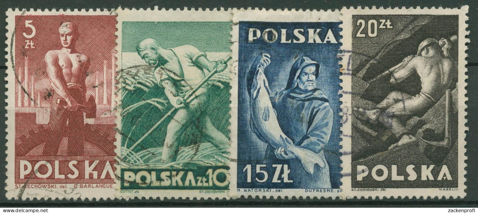 Polen 1947 Berufe 472/75 Gestempelt - Gebraucht
