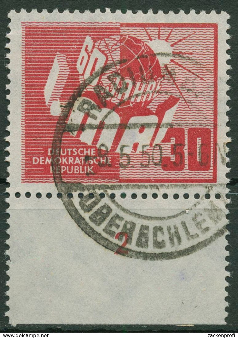 DDR 1950 60 Jahre Tag Der Arbeit Mit Unterrand 250 UR Mit TOP-Stempel - Gebruikt