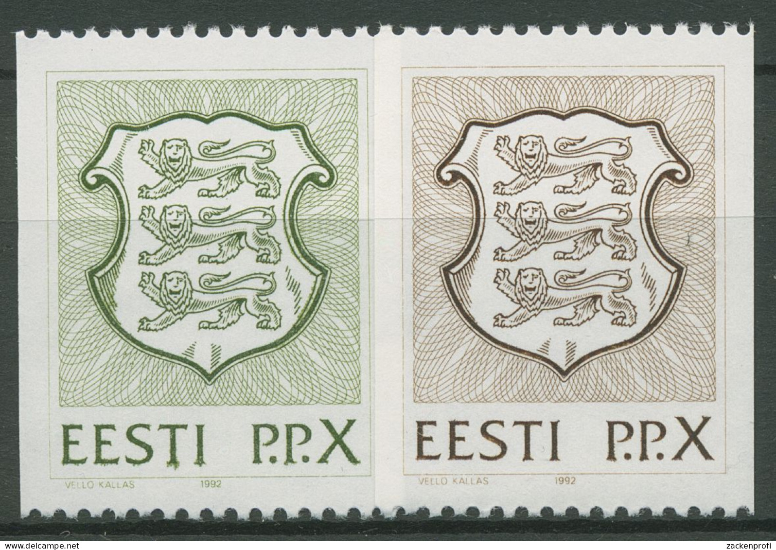 Estland 1992 Freimarken Staatswappen 186/87 Postfrisch - Estland