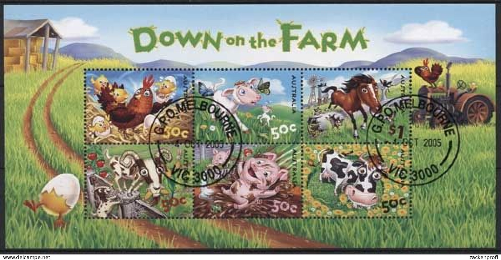 Australien 2005 Farmtiere Kuh Schwein Pferd Ziege Block 57 Gestempelt (C24225) - Blocs - Feuillets