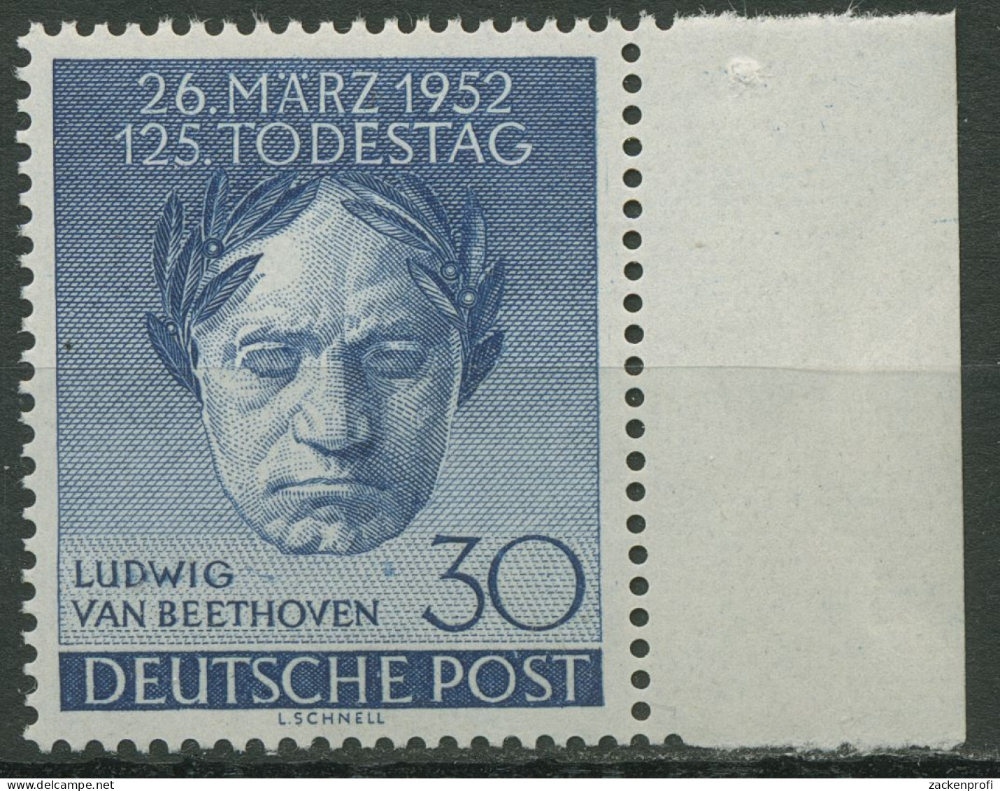 Berlin 1952 125. Todestag Von Ludwig Van Beethoven 87 Rand Rechts Postfrisch - Neufs