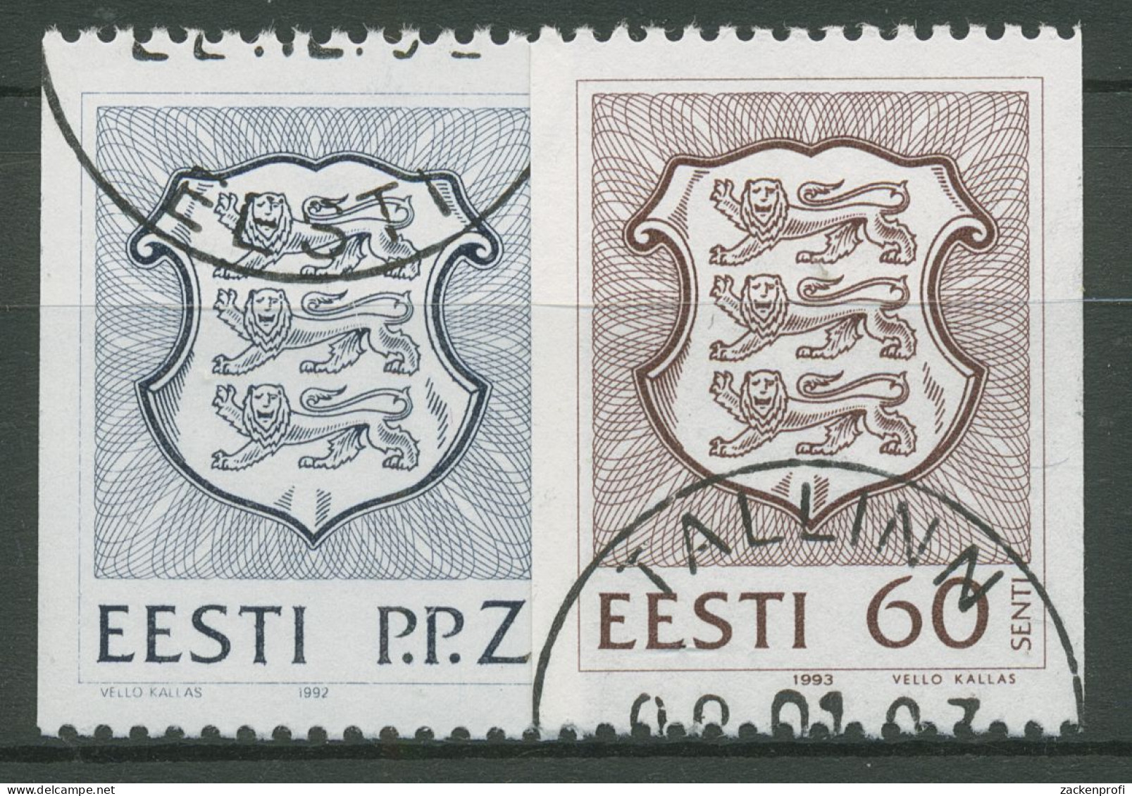 Estland 1992/93 Freimarken Staatswappen 197/98 Gestempelt - Estonie