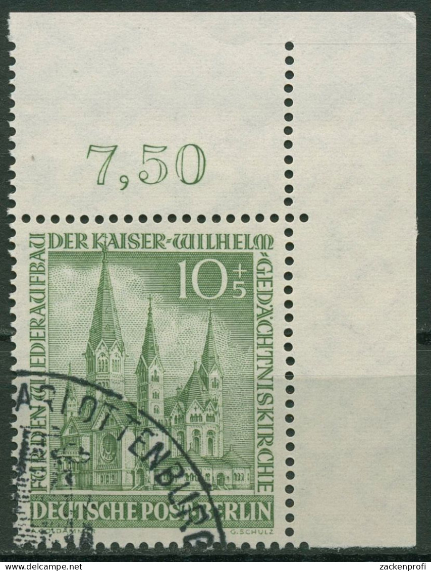 Berlin 1953 Kaiser-Wilhelm-Gedächtniskirche 107 Ecke 2 Gestempelt - Oblitérés