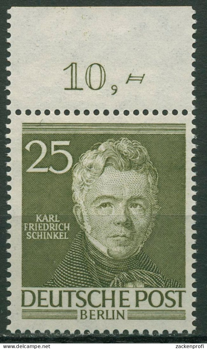 Berlin 1952 Karl Friedrich Schinkel Mit Oberrand 98 OR Postfrisch - Unused Stamps