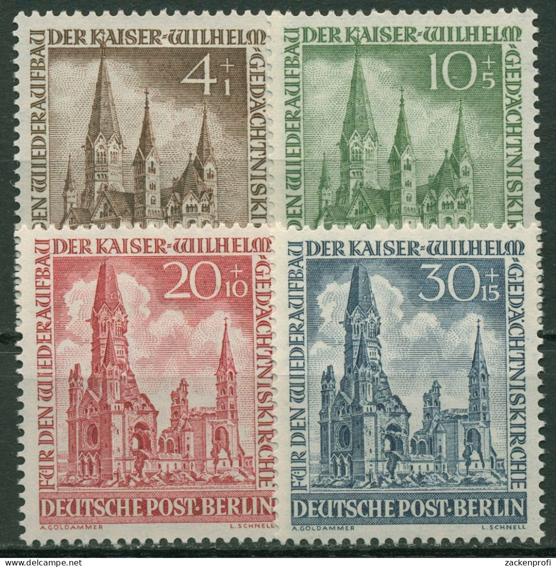 Berlin 1953 Kaiser-Wilhelm-Gedächtniskirche 106/09 Mit Falz - Neufs