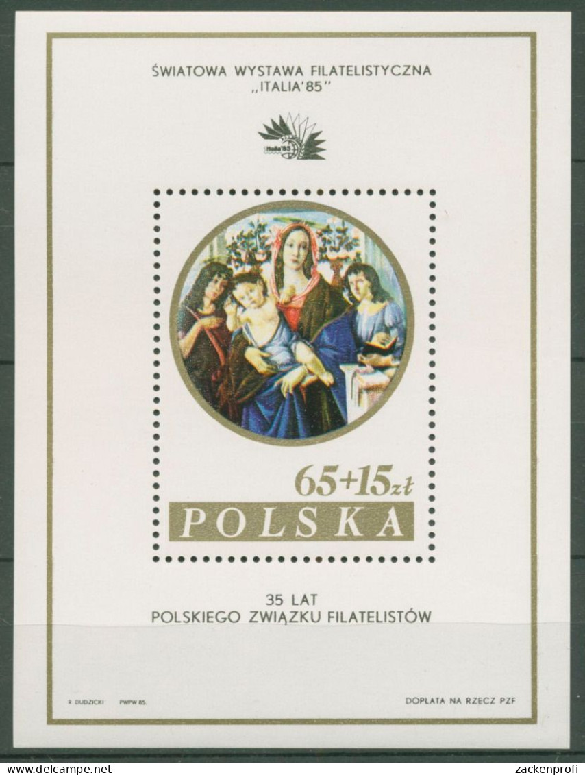 Polen 1985 ITALIA'85 Rom Gemälde Block 96 II Postfrisch (C62900) - Blocs & Feuillets