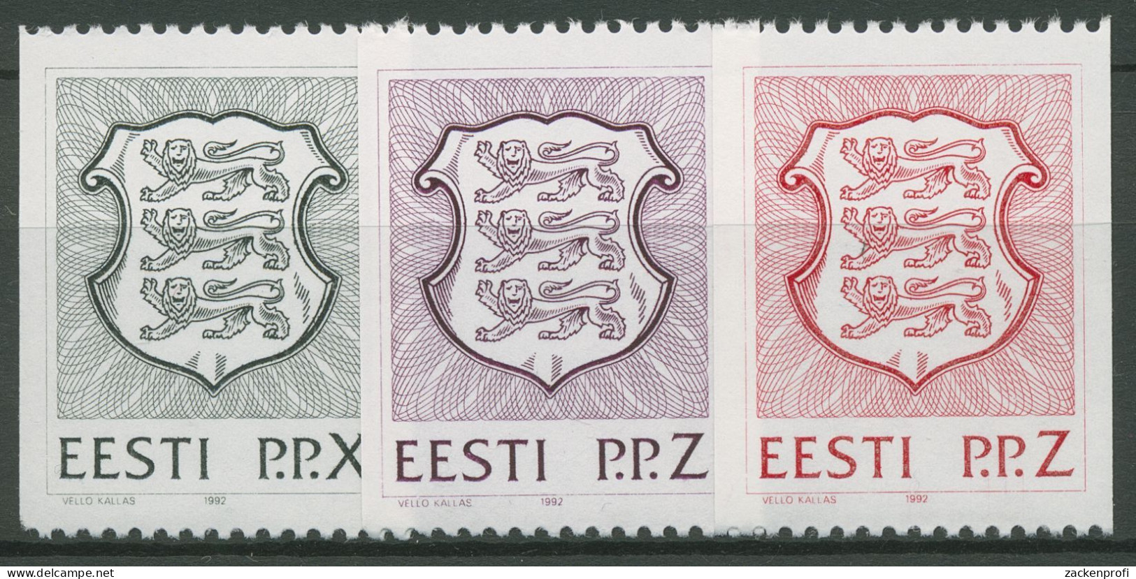 Estland 1992 Freimarken Staatswappen 192/94 Postfrisch - Estonia