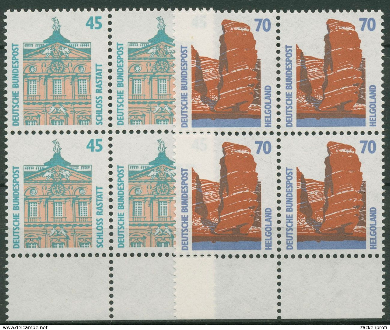 Bund 1990 Sehenswürdigkeiten SWK Mit Unterrand 1468/69 4er-Block UR Postfrisch - Neufs