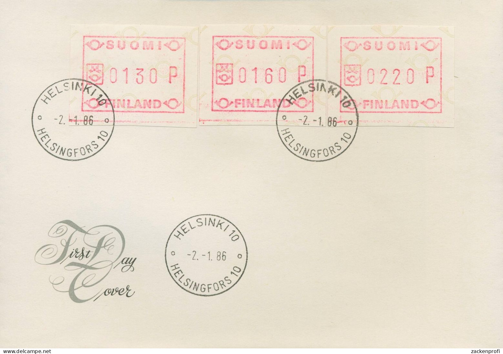 Finnland ATM 1982 Kl. Posthörner Satz 3 Werte ATM 1.1 S6 Auf Brief (X80554) - Timbres De Distributeurs [ATM]