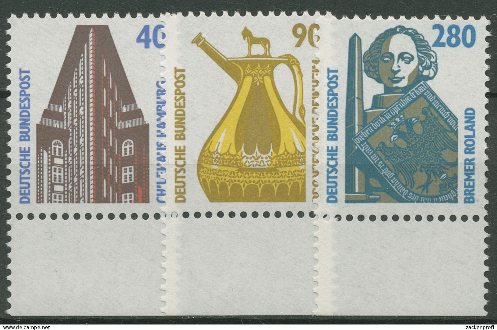 Bund 1988 Sehenswürdigkeiten SWK Mit Unterrand 1379/81 UR Postfrisch - Unused Stamps