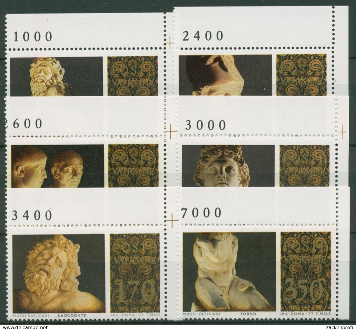 Vatikan 1977 Vatikanisches Museum Skulpturen 705/10 Ecken Postfrisch - Unused Stamps