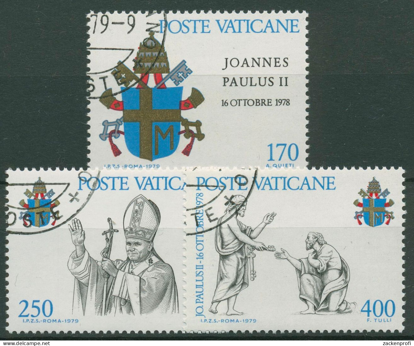 Vatikan 1979 Papst Johannes Paul II. Wappen 736/38 Gestempelt - Gebraucht