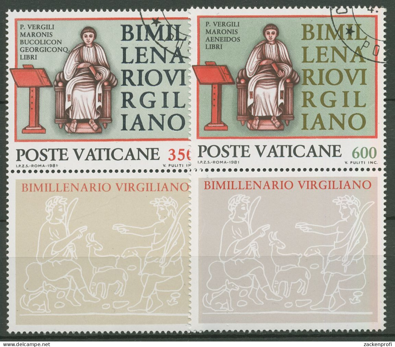 Vatikan 1981 Dichter Publius Vergilius Maro 783/84 Zf Gestempelt - Usados