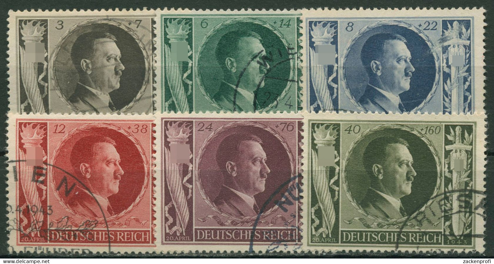 Deutsches Reich 1943 54. Geburtstag A. Hitler 844/49 Gestempelt - Used Stamps