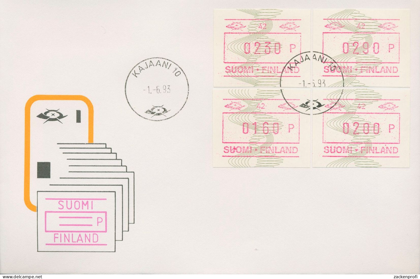 Finnland ATM 1993 Automat 42 Breite Ziffern ATM 14.2 S2 Auf Brief (X80560) - Timbres De Distributeurs [ATM]