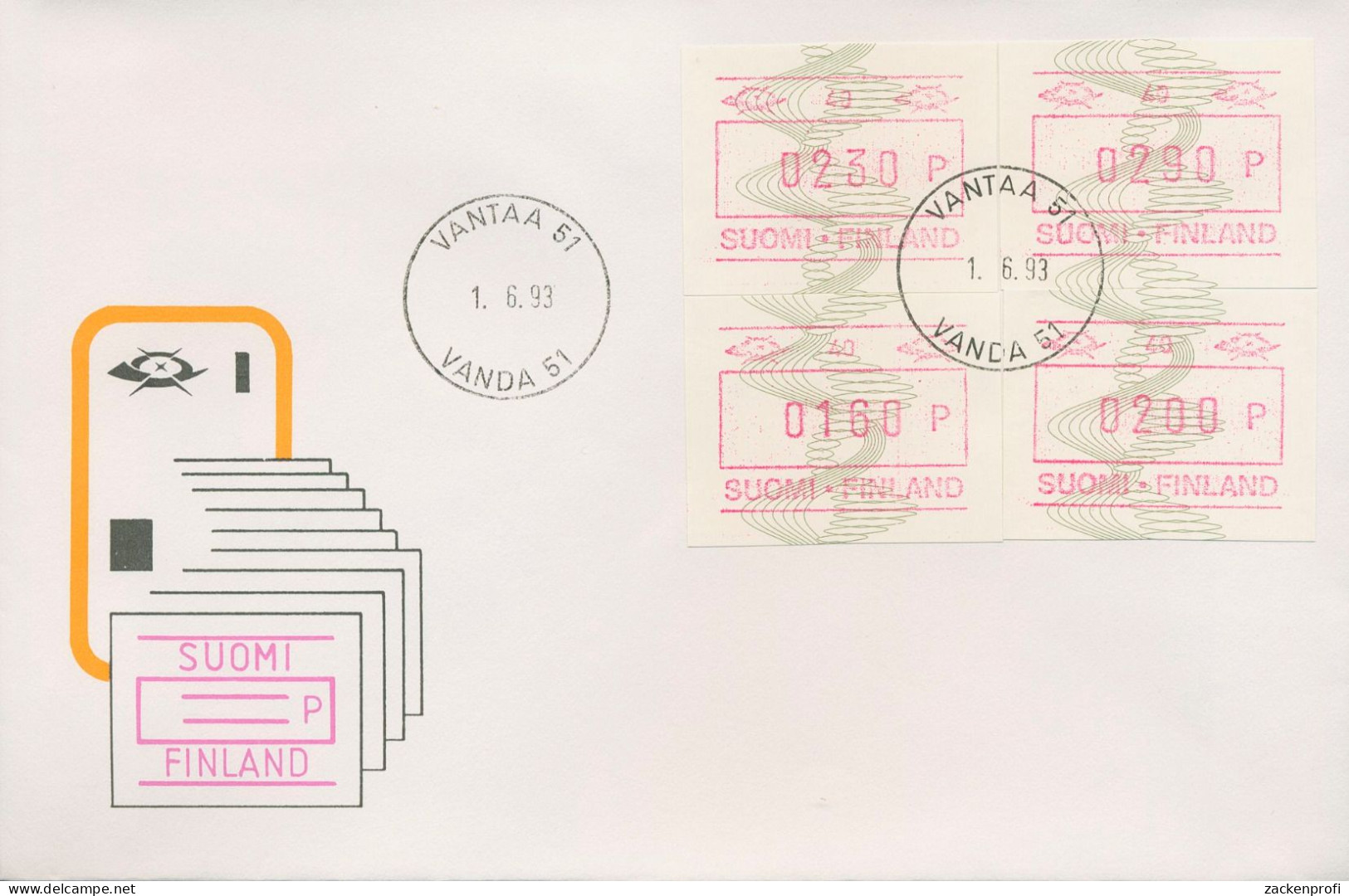 Finnland ATM 1993 Automat 40 Breite Ziffern ATM 14.2 S2 Auf Brief (X80558) - Automaatzegels [ATM]