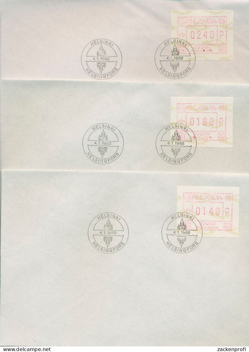 Finnland ATM 1988 FINLANDIA '88 Ersttagsbriefe Satz ATM 4.1 S1 FDC (X80565) - Automaatzegels [ATM]