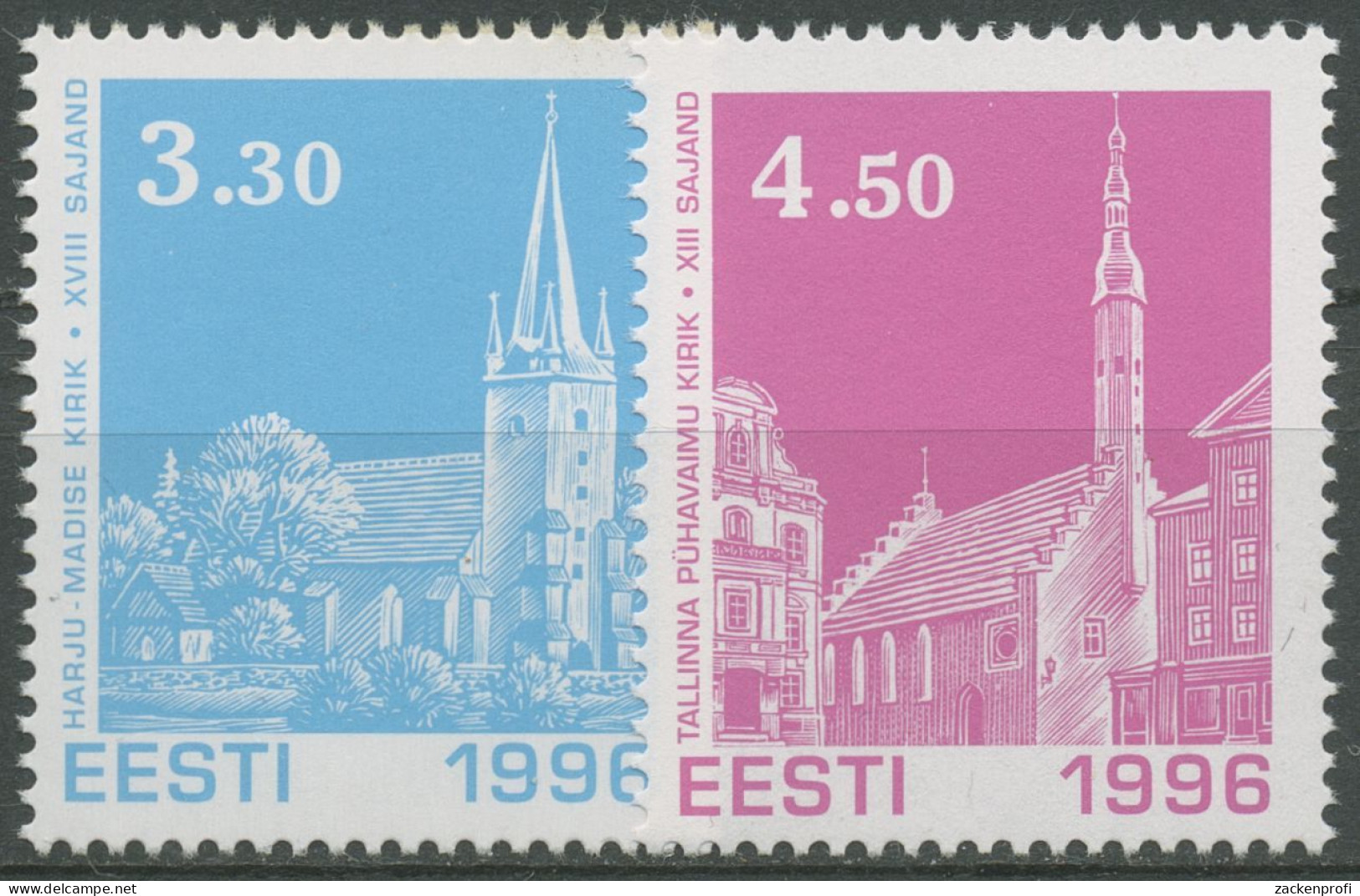 Estland 1996 Weihnachten Kirchen 290/91 Postfrisch - Estonia