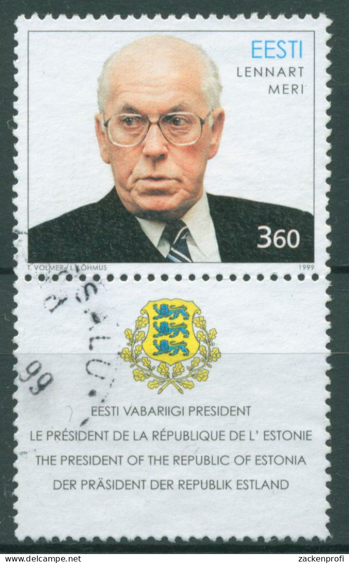 Estland 1999 Staatspräsident Lennart Meri 342 Zf Gestempelt - Estland