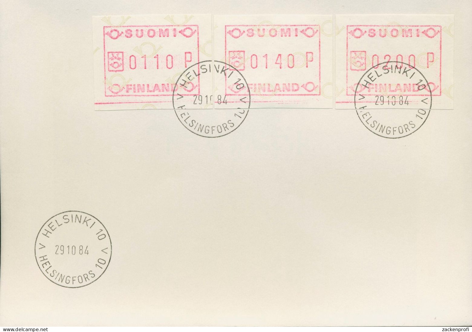 Finnland ATM 1982 Kleine Posthörner Ersttagsbrief Satz ATM 1.2 S 4 FDC (X80550) - Automatenmarken [ATM]