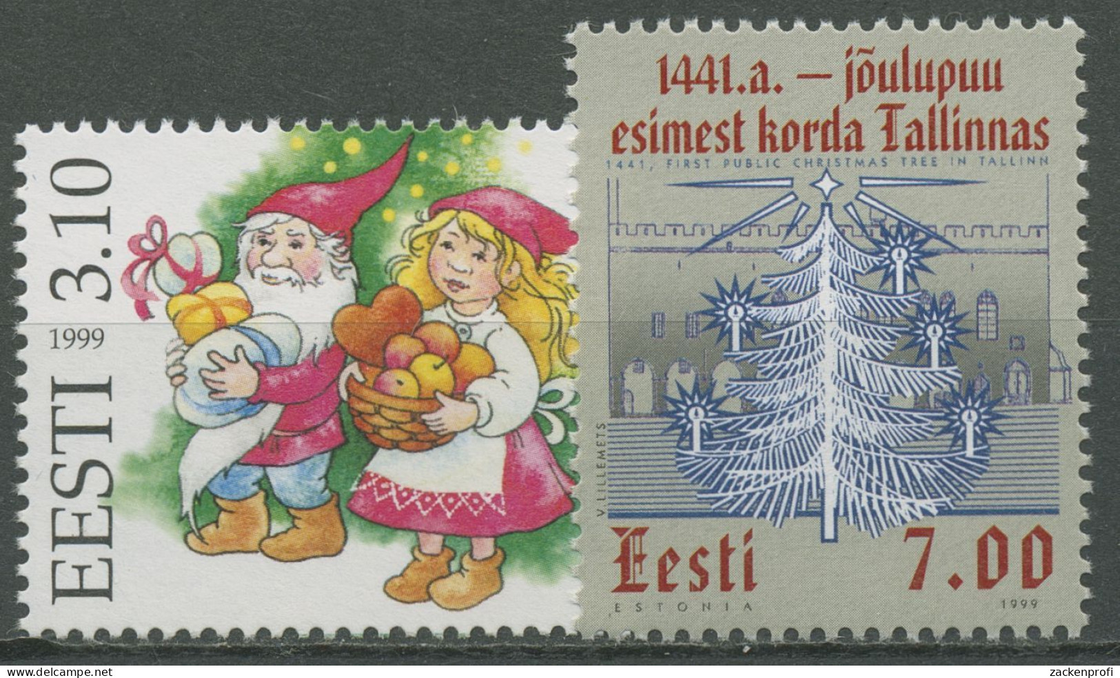Estland 1999 Weihnachten Zwerge Weihnachtsbaum 359/60 Postfrisch - Estland