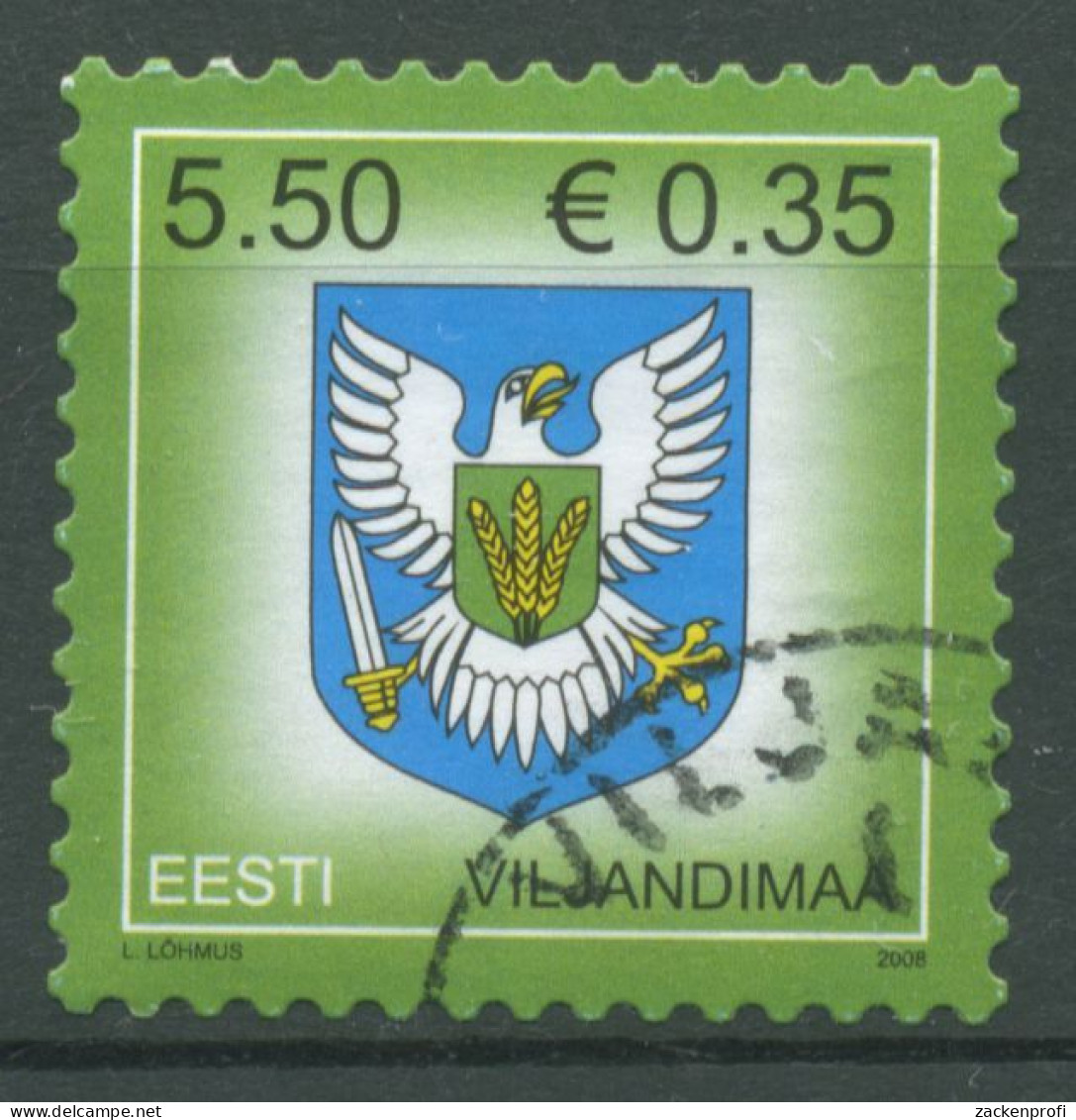 Estland 2008 Freimarke Wappen 612 Gestempelt - Estonie