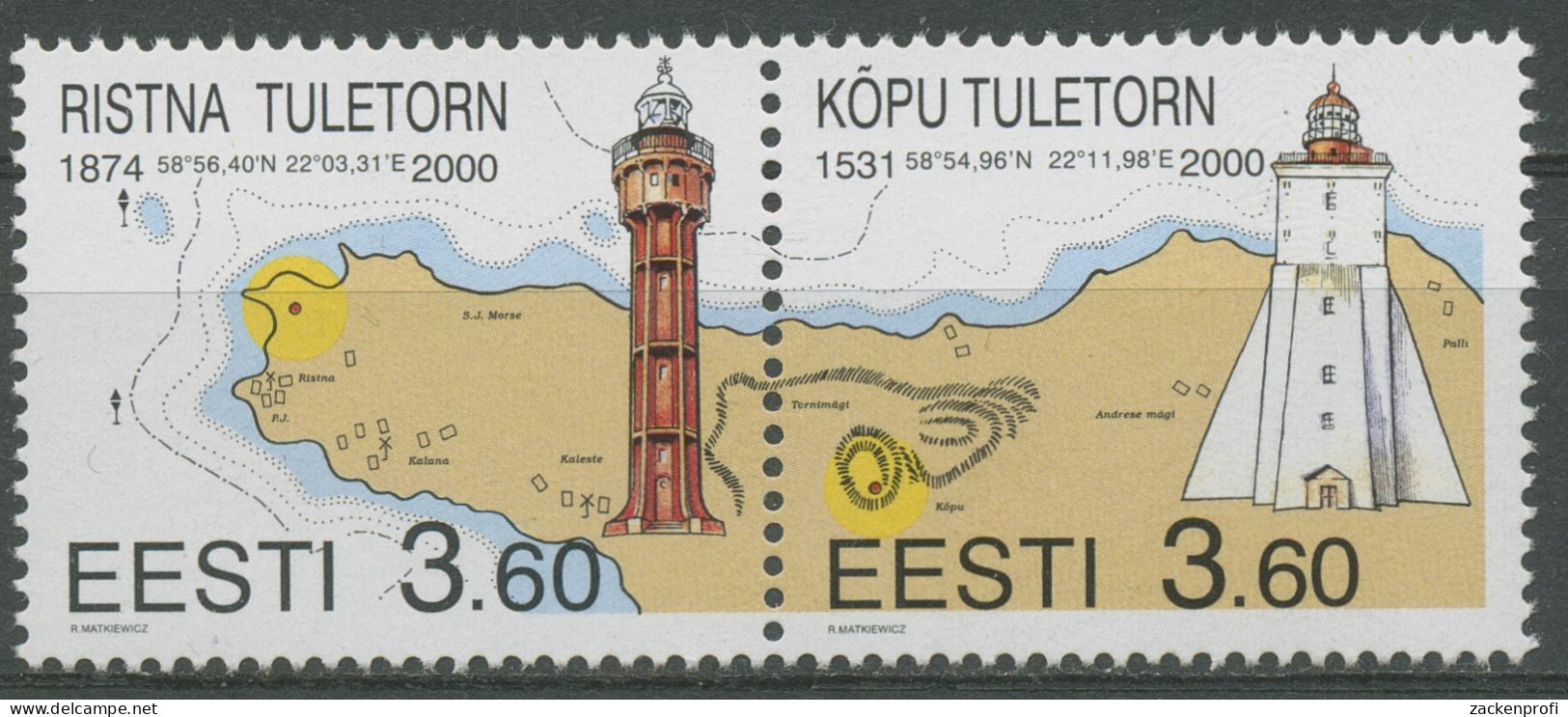 Estland 2000 Leuchttürme Ristna, Kopu 365/66 ZD Postfrisch - Estland