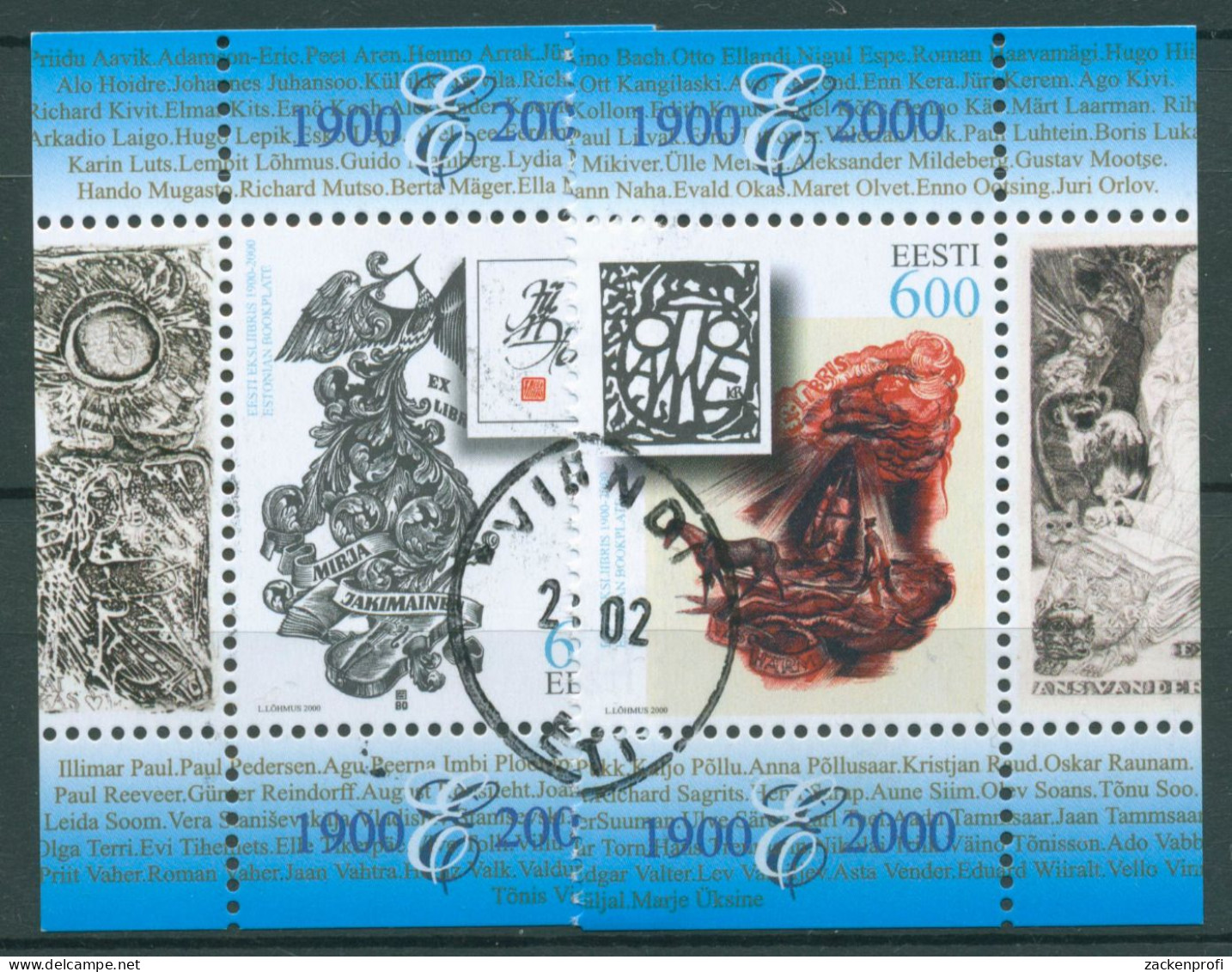 Estland 2000 Bücherzeichen Exlibris Blockeinzelmarken 386/87 Gestempelt - Estland