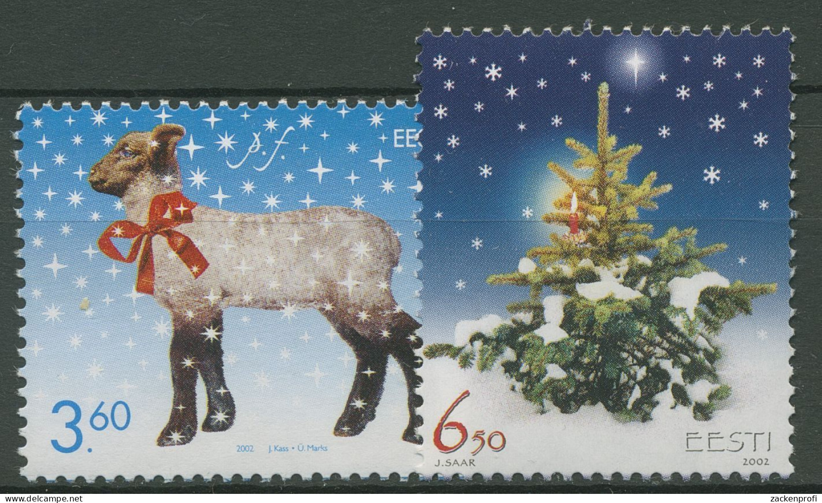 Estland 2002 Weihnachten Lamm, Weihnachtsbaum 451/52 Postfrisch - Estonie