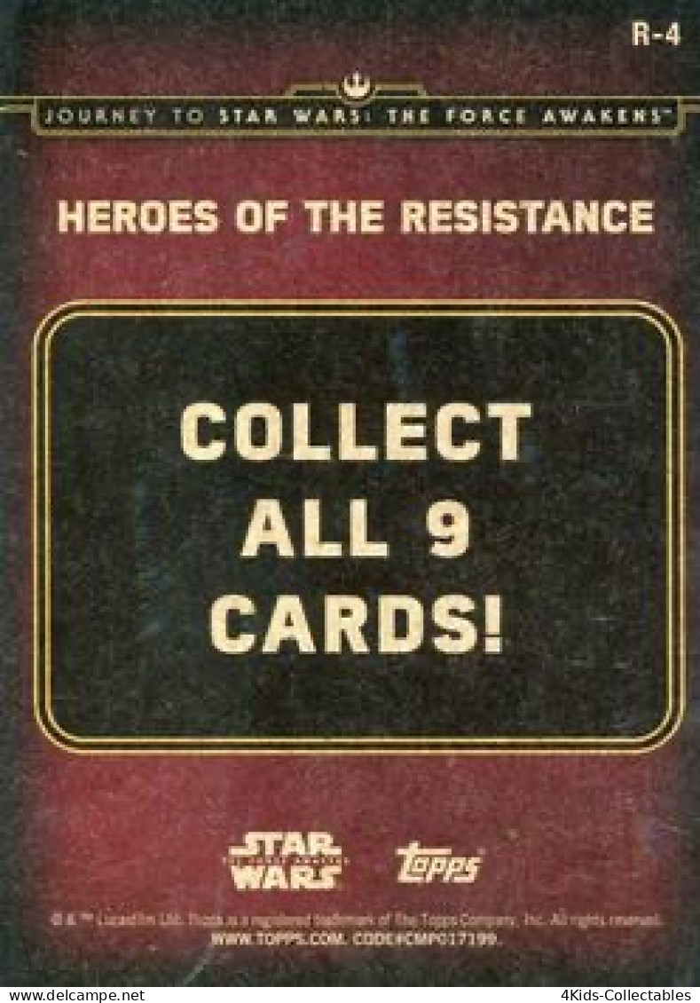 2015 Topps STAR WARS Journey To The Force Awakens "Heroes Of The Resistance" R-4 BB-8 - Star Wars