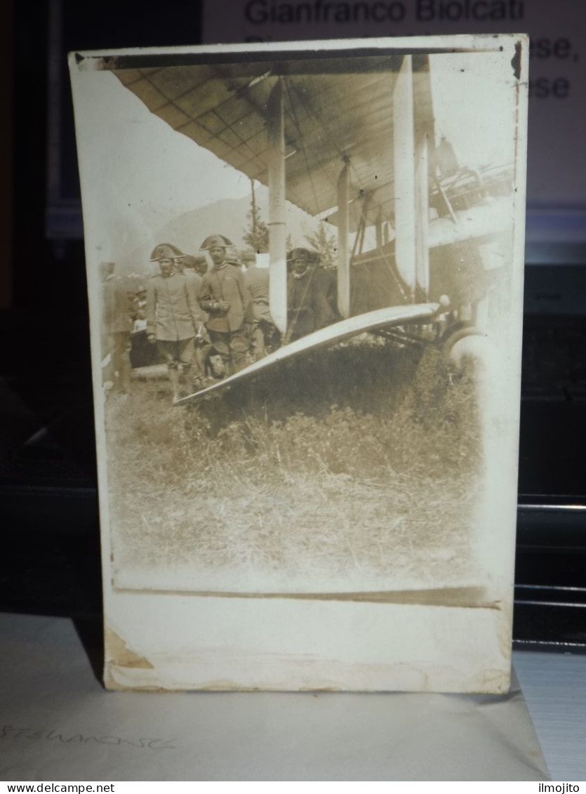 CARTOLINA GUERRA CARABINIERI AEROPLANO BIPLANO CAPRONI ? SOLDATI PRIMA GUERRA MONDIALE FOTO FORMATO PICCOLO AK CPA - Guerre 1914-18