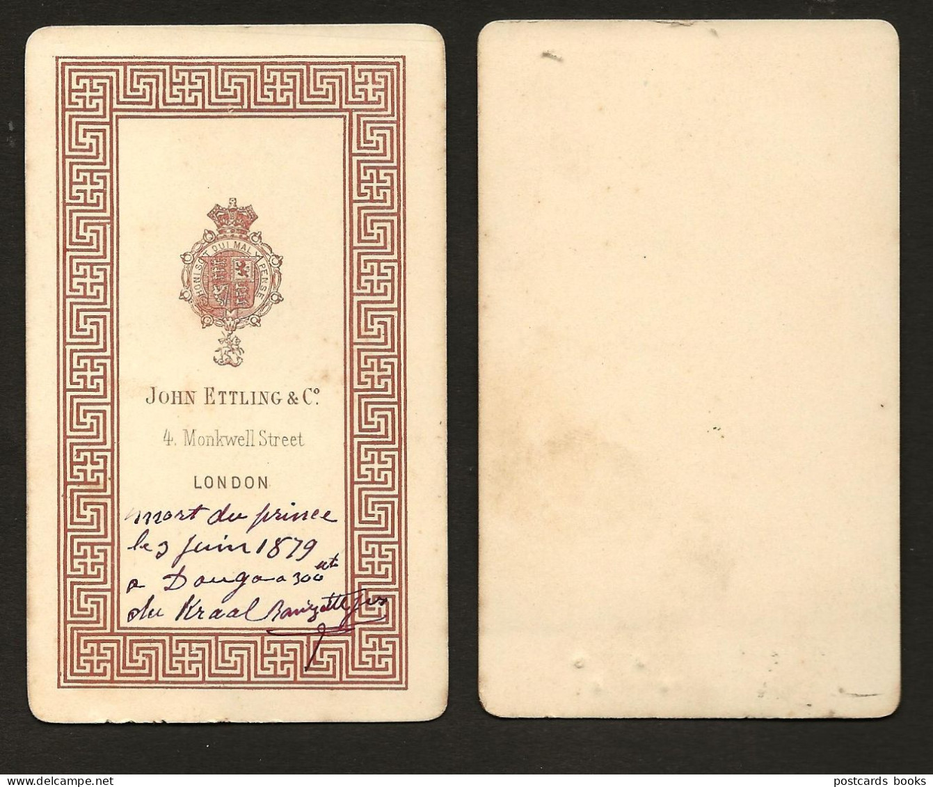 Set 2 Photo CDV Carte De Visite EMPEROR Napoleon III & EMPRESS Eugenie Montijo FRANCE. Lot 2 Albumin JOHN ETTLING 1860 - Anciennes (Av. 1900)