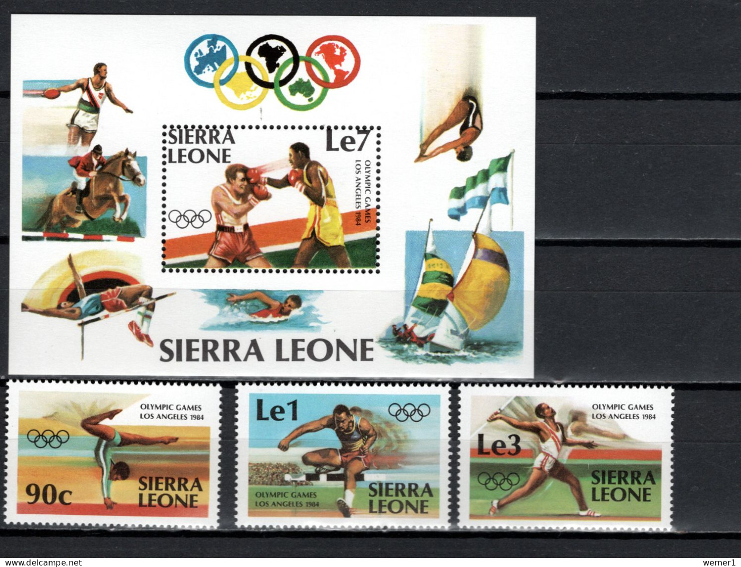 Sierra Leone 1984 Olympic Games Los Angeles, Boxing, Equestrian, Athletics, Gymnastics Set Of 4 + S/s MNH - Estate 1984: Los Angeles