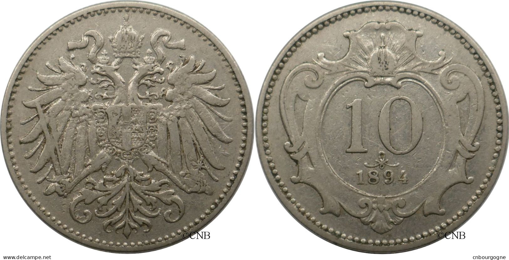 Autriche - Empire - François-Joseph Ier - 10 Heller 1894 Cannelures Fines- TTB/XF40 - Mon6488 - Austria